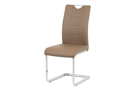 Autronic Moderná jedálenská stolička Jídelní židle latte koženka / chrom (DCL-411 LAT)
